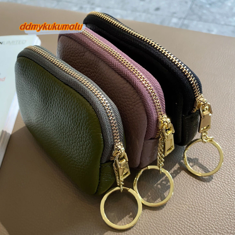 Head layer cowhide universal mini change women's keyring coin bag, genuine leather zipper small wallet #13 ddmykukumalu