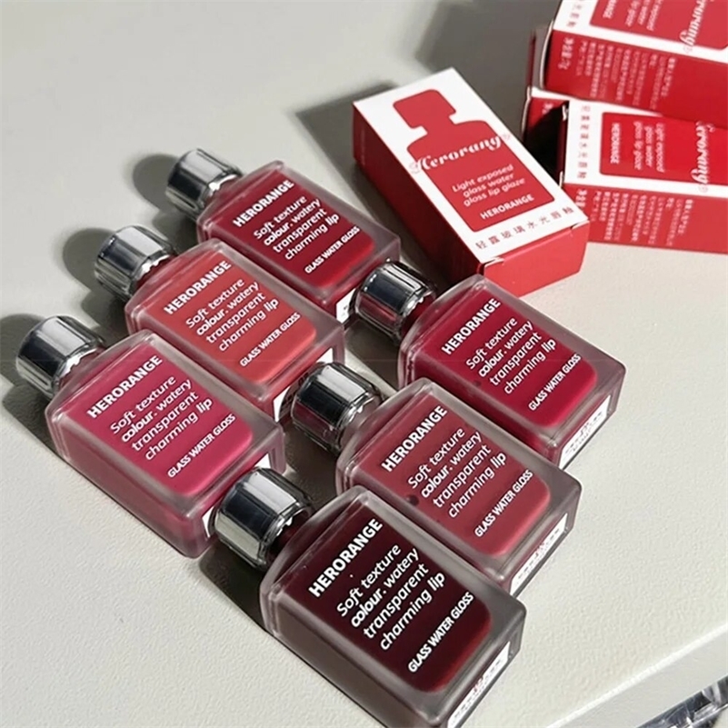 Lightly Glass Water Gloss Herorange Lip Glaze Mirror Moisturizing Plump Lips Not Easy To Stick The Cup LongLasting Makeup y240911