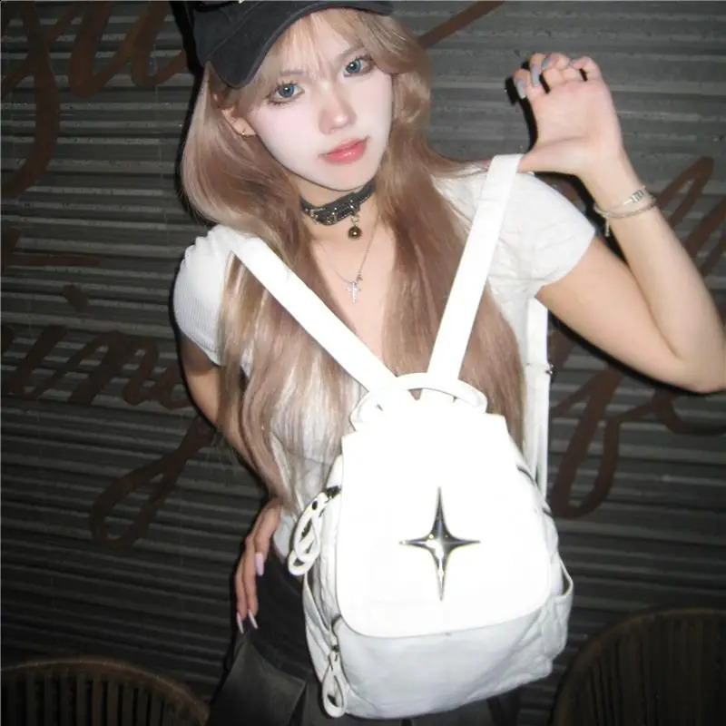 2025 NEW Y2k Aesthetic Streetwear Casual Rucac Japanese Simple Fashion Women Vintage Backpac Trendy Students Femme Schoolbags 240927 zhanyishengli