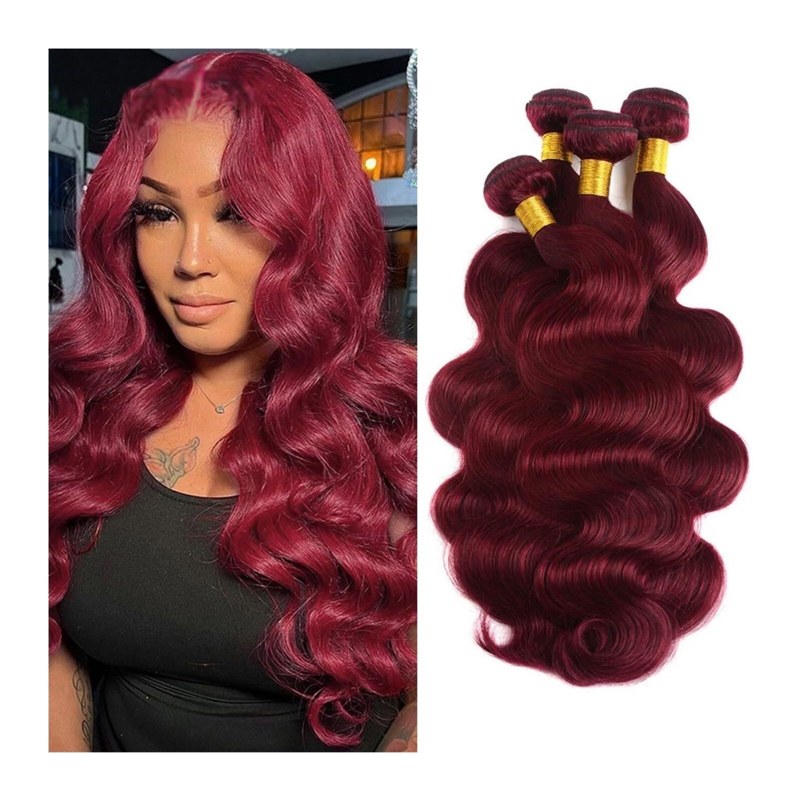 Bury Body Wave Brazilian Red Color Human Bundles #99J Bundle Hair Extensions synthetic hair Remy Weaving