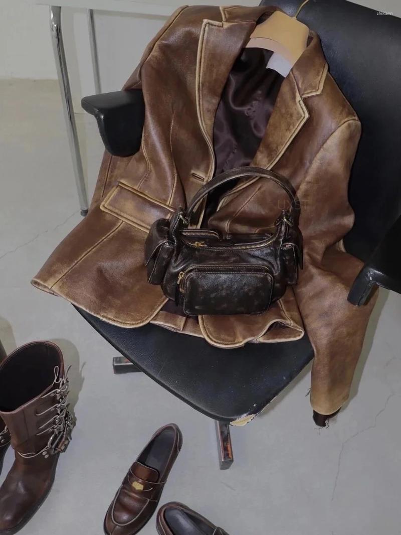 Drawstring UXST High Quality Retro Tote Motorcycle Bag Versatile Design Multi-Pocket Underarm Girl Cool Trend Brand Single Shoulder 5bb8