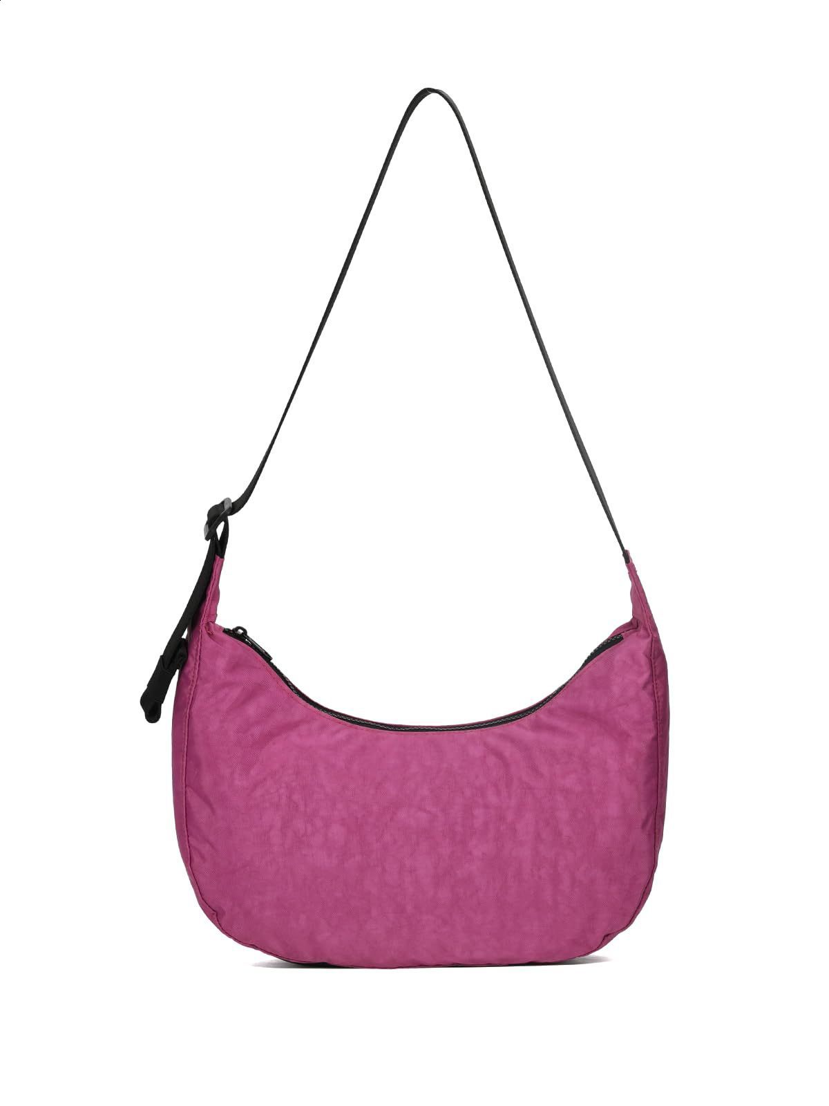 Large Nylon Crescent Crossbody Bag for Women | Casual Solid Color Everyday Shoulder Handbag dh911125171