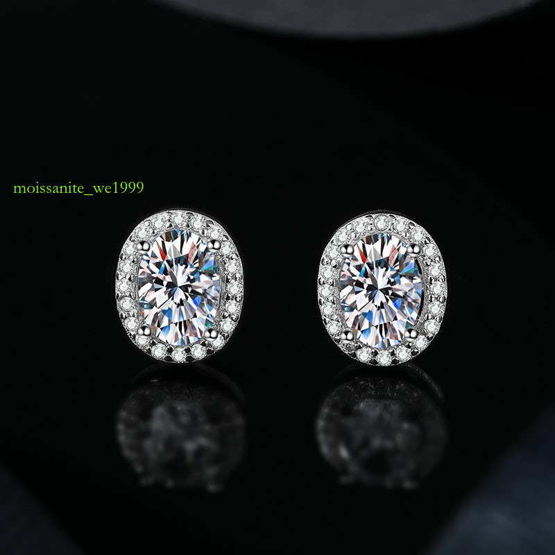 s sterg sier D color Moissanite dia female classic egg-shaped earrings fashion