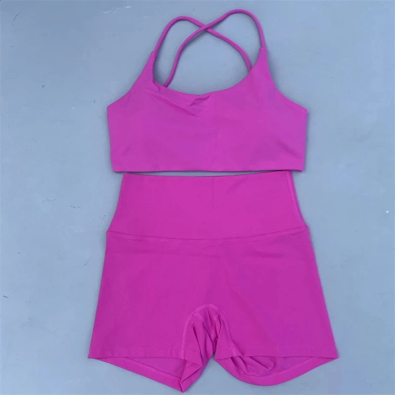 Solid Color soft gym Yoga Set short Legging cross sport bra Tracksuit Women Gym Suit Comprehensive Training Jogging Athletic 240927