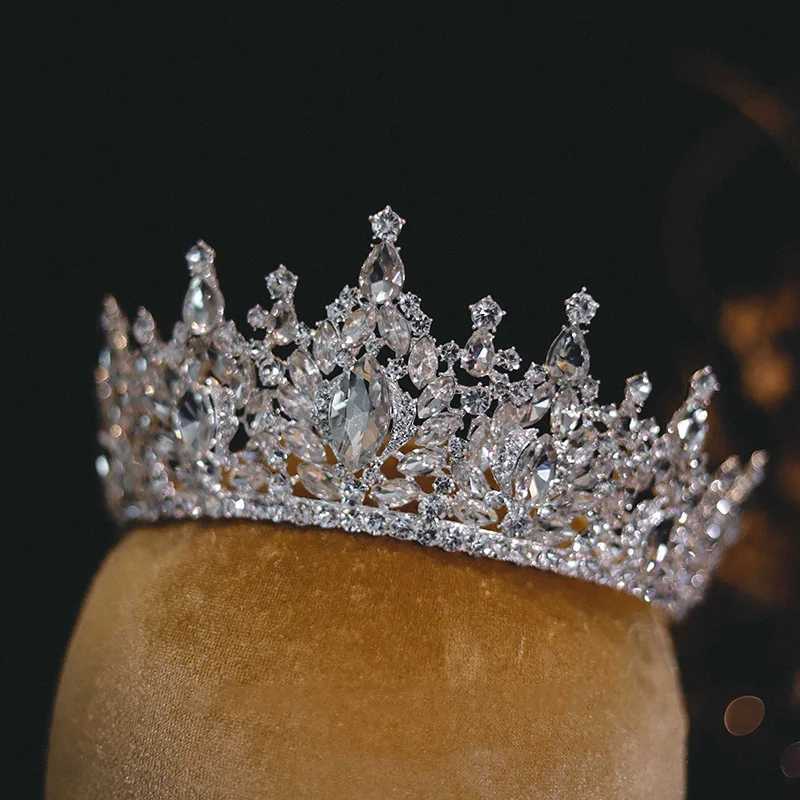 Pageant Bridal Baroque Geometric Crystal Luxury Tiaras Crown Rhinestone Big Prom Diadem Bride Headbands Wedding Hair AccessoriesX24