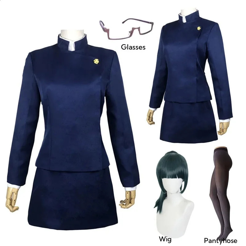 Jujutsu Kaisen Maki Zenin cosplay costume glasses wig top full set Halloween party uniform 241007