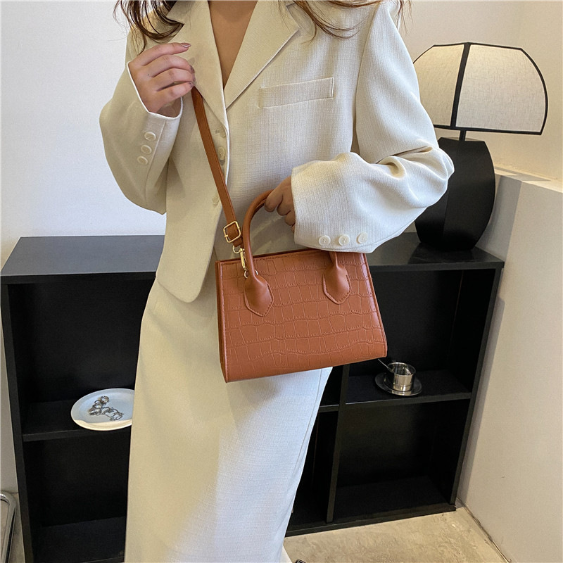 2024 Designers Bags Stone Pattern Handbag Women Fashion Pu Leather Black Crossbody Shoulder Bag
