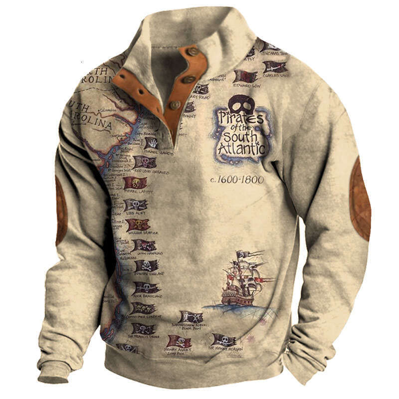 shanshi men hoodies designers Men hoodie shirt 3D digital printing series Henry collar long sleeved men's hoodies