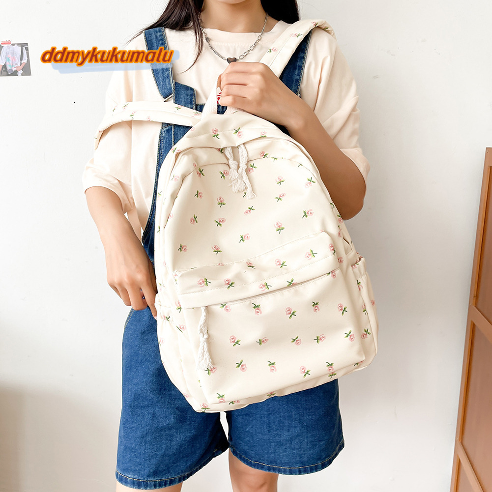 Ladies Floral College Rucksack Large Capacity Students Schoolbag Women Travel Laptop Backpack Japanese Aesthetic Teenage Bookbag H7.1#20.79 ddmykukuma