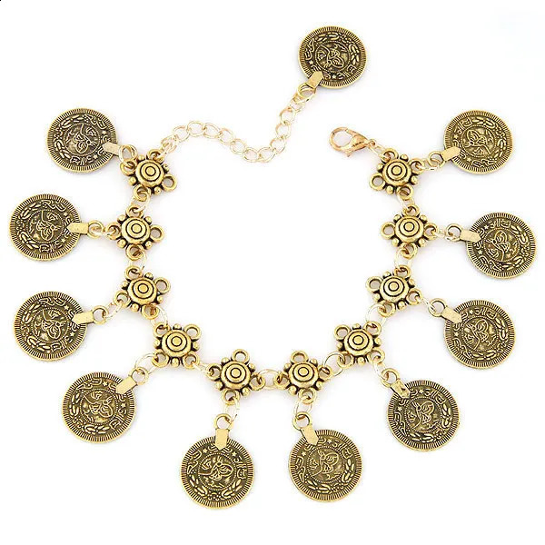Bohemian girl necklace retro tribal ethnic retro style metal charm coin gypsy ankle chain summer Bohemian jewelry 241007