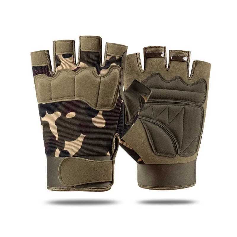 Half finger outdoor tactical gloves mens and womens camouflage sports gloves breathable and non slip suitable for CS fitness cycling CL241008