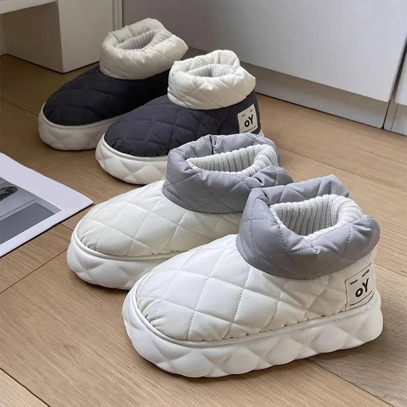 White Waterproof Snow Women 2023 Winter Warm Thicken Plush Ed Cotton Shoes Woman Thick Bottom Platform Ankle Boots