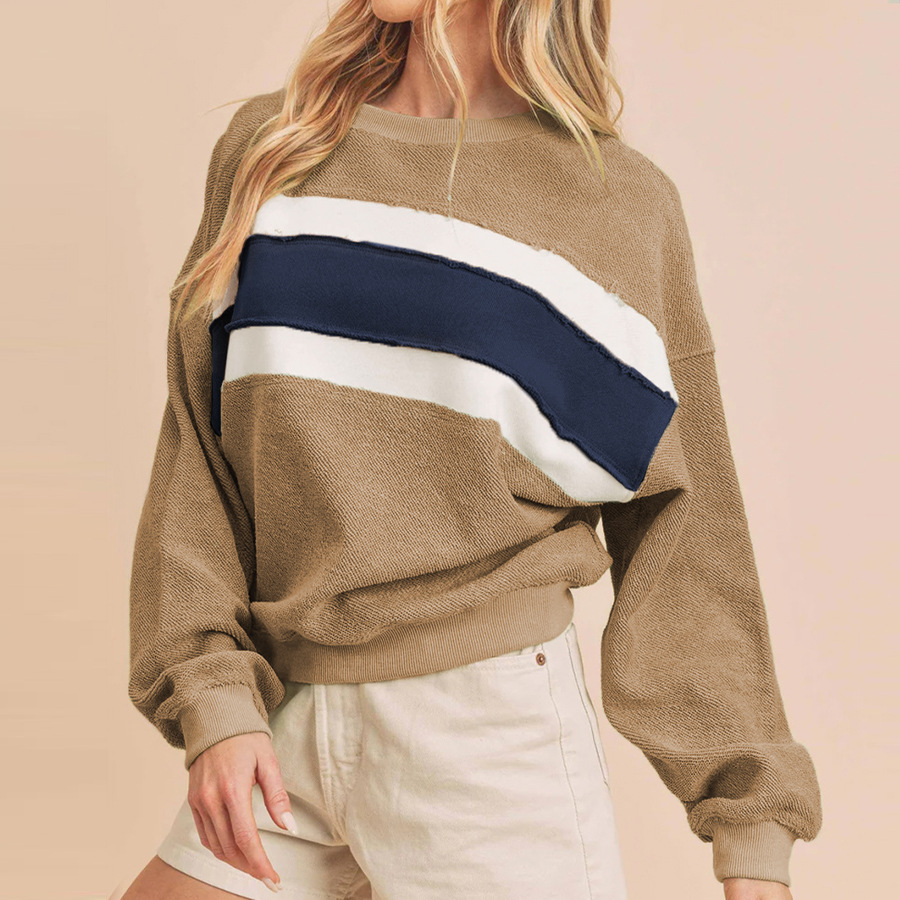 Striped Clothes Women Casual O-Neck Long Sleeve Pullover Fashion Autumn Winter Female Sweatshirt B4