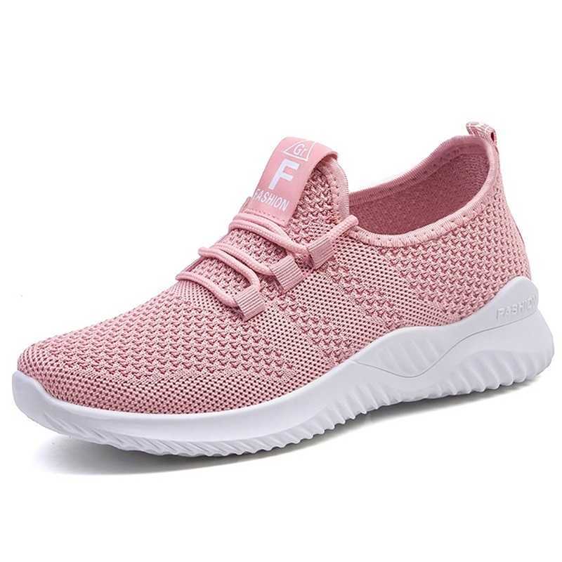 Womens shoes 2024 new casual and fashionable running shoes flight woven breathable womens shoes soft soled sports shoes Y241007