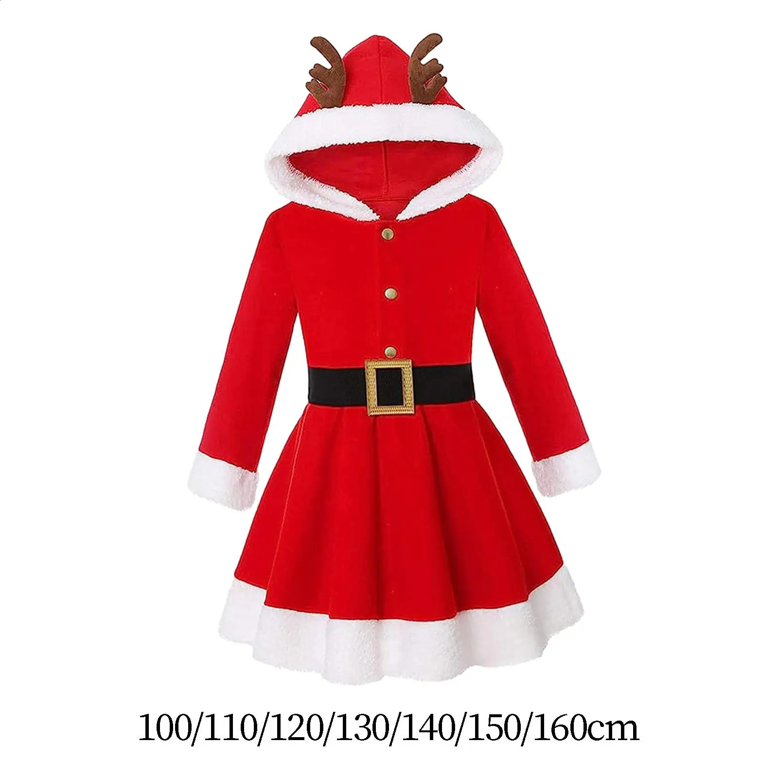 Elk Christmas Dress Costume Hoodie Winter Velvet Role Playing Womens Birthday Party 241007