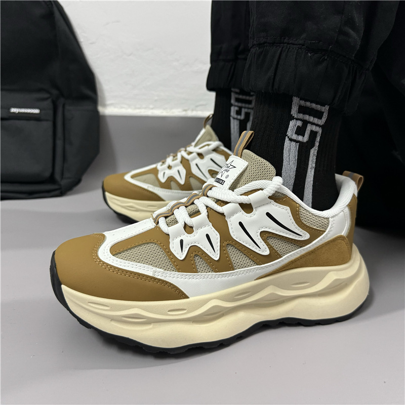 Men's 2024 new thick soled height increasing trend retro sports shoes