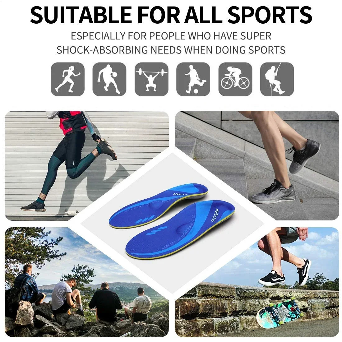 Arch Metatarsal Support Insole Plantar Fasciitis Ortic InsertFlat Feet Orthopedic Insoles Athletic Sneaker Heel Cushion Sole 240929