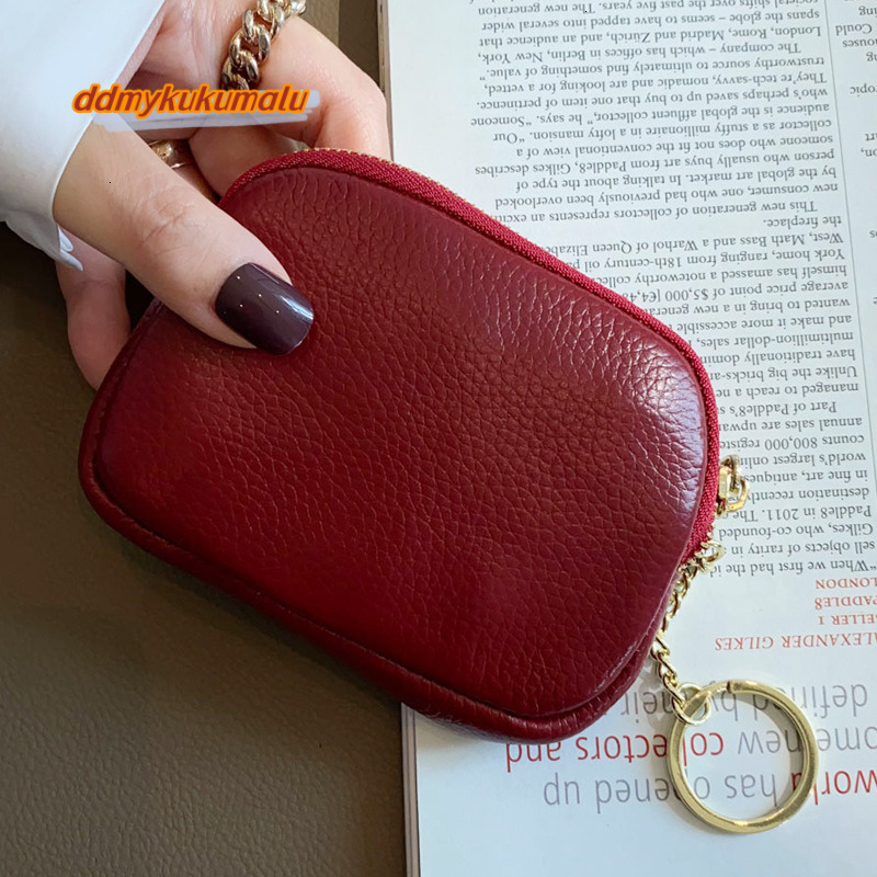 Head layer cowhide universal mini change women's keyring coin bag, genuine leather zipper small wallet #13 ddmykukumalu