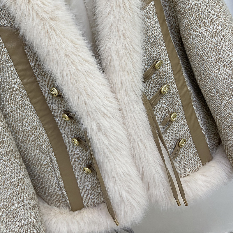 Spliced Faux Fox Coat Women Winter Fluffy With Fur Elegant Plush Jacket Female Long Sleeves Fashion Outerwear 2023