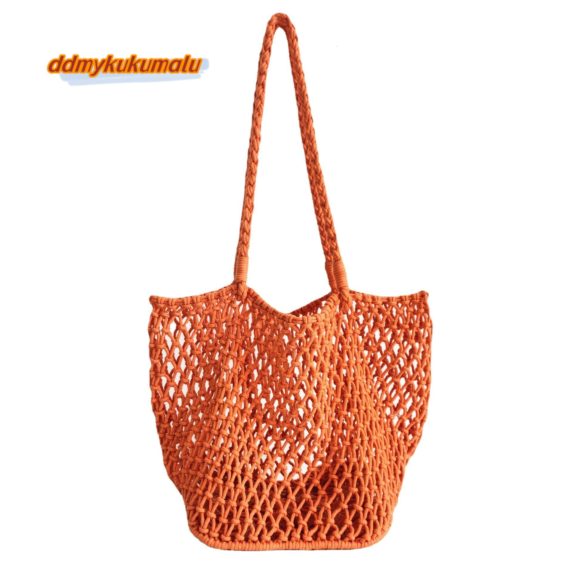 Casual Hollow Finshnet Women Shoulder Bags Rope Woven Large Tote Bag Handmade Summer Beach Handbags Big Bali Shopper Purses 2023 ddmykukumalu
