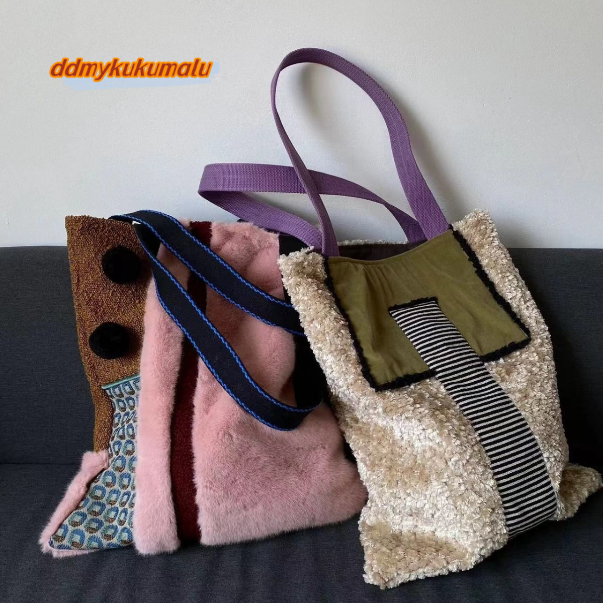 Niche 2023 new autumn and winter large capacity spliced fur bag, women's high-end versatile shoulder bag #25 ddmykukumalu