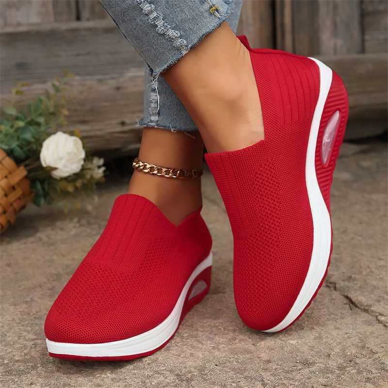 Womens walking shoes air cushion anti slip orthopedic shoes womens platform mule breathable wedge womens sports shoes Y241007