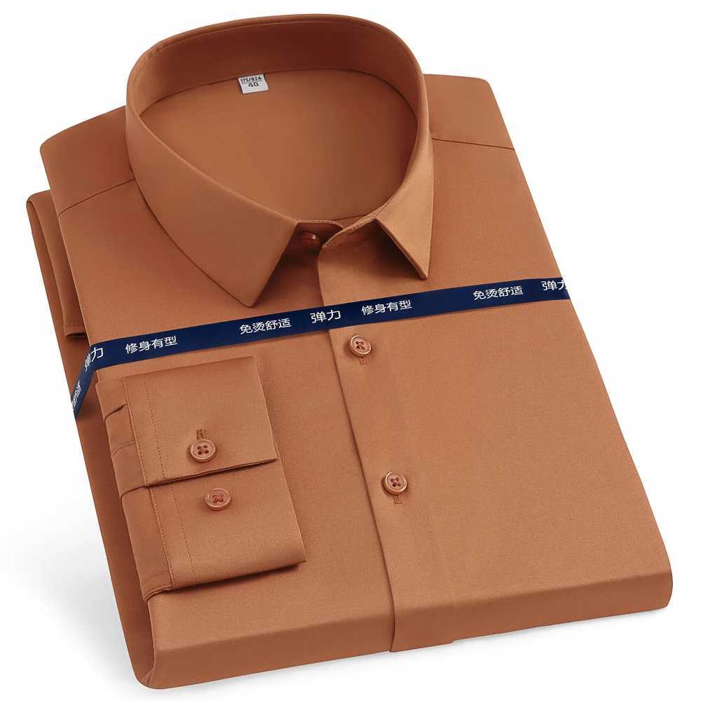 Silk Touch mens classic long sleeved less dress no pocket standard suitable for formal business office casual shirts X2410071