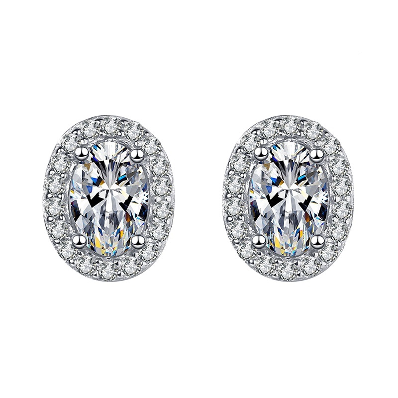 s sterg sier D color Moissanite dia female classic egg-shaped earrings fashion