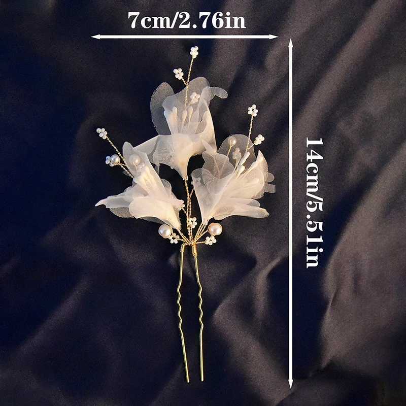 Wedding U Shape Hairpins Hair Clips Bridal Headpiece Mesh Flower Pearl Women Wedding Hair Accessories Bridal Headdress JewelryX24