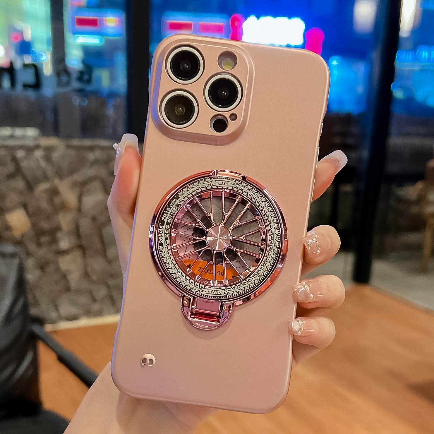 Luxury No borders Borderless Rotating Gyroscope Gyro Fold Bracket Magnetic For Magsafe Wireless Charging Matte Frameless Hard Cases For iPhone 16 15 1