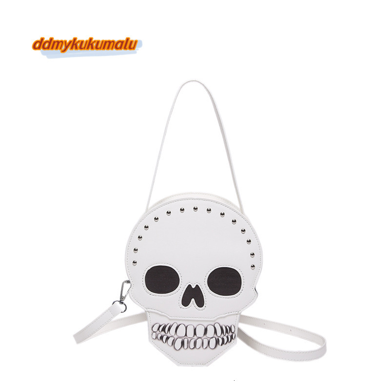 Personalized Fashion for Women 2024 New Trendy Cool Skull Round Versatile Halloween Internet Red One Shoulder Crossbody Bag #28 ddmykukumalu