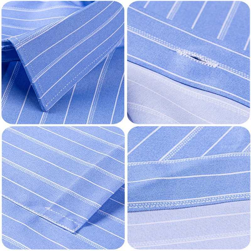 New mens elastic wrinkle resistant striped shirt mens long sleeved formal checkered shirt mens slim fit social business shirt S-5XL X2410071