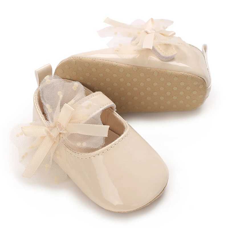 0-18M Lace Bow Mary Jane Spring Baby Shoes PU Soft Sole Non-Slip Newborn Girl Shoes First Walkers Princess Bowknot Baby Prewalke X250129