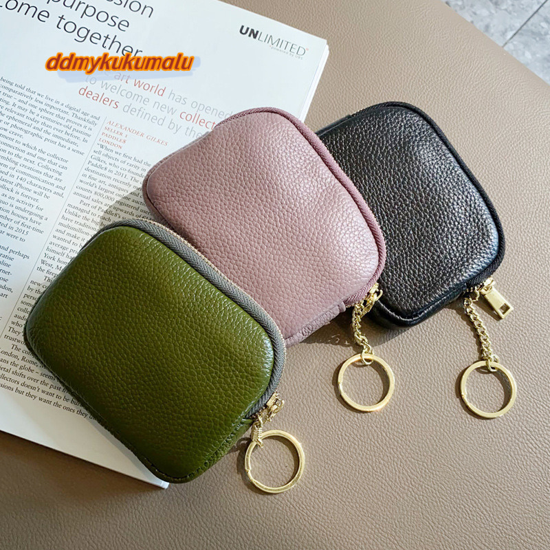 Head layer cowhide universal mini change women's keyring coin bag, genuine leather zipper small wallet #13 ddmykukumalu