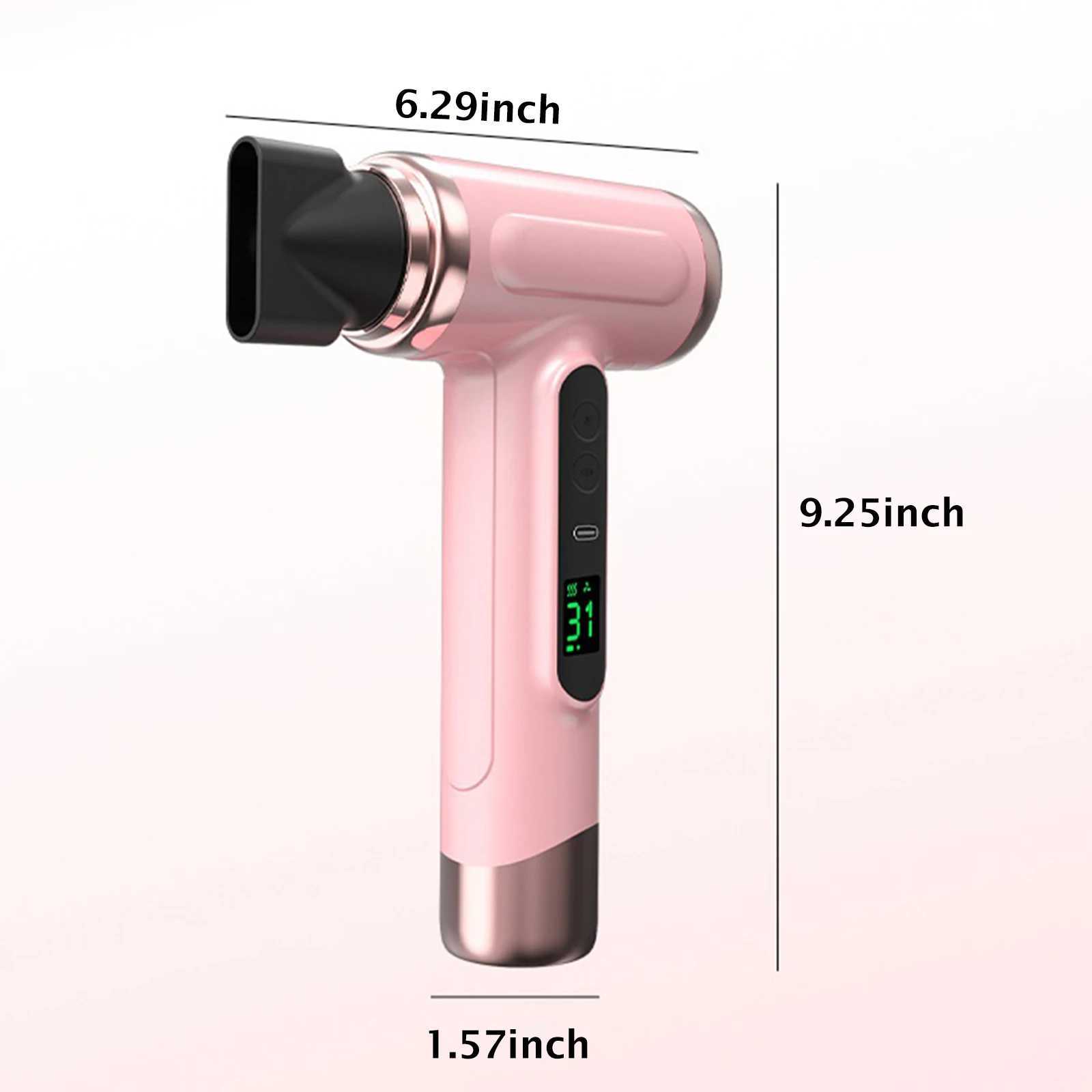 Handheld Wireless Hair Dryer USB Recharge Display Screen Cold Warm Wind Dryer for Dormitory/Travel Strong Wind Low Noise 3 GearsXJ241021