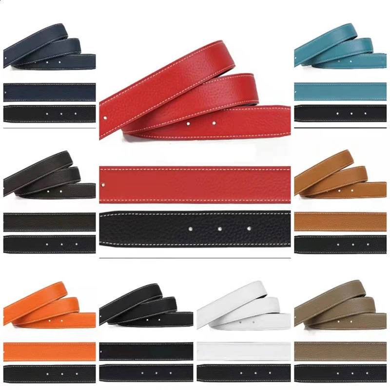 32 38MM wide belt suitable for H-buckle top layer genuine denim belt suitable for neutral double-sided dual color one for two colors 240925