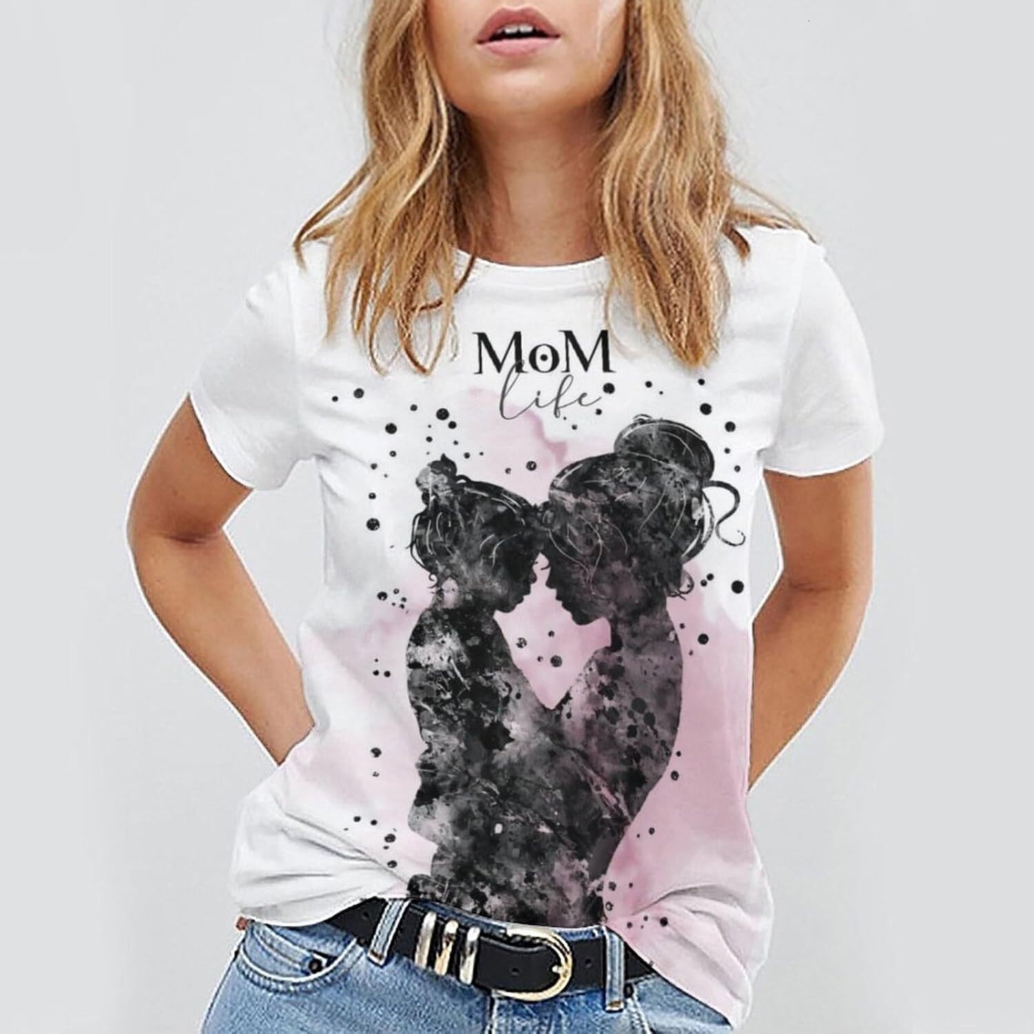 Mens T shirt Best Mom Super Mom Funny Letter Printed Tee Mother's Day Casual graphic tee Casual tops summer clothes Short sleeve cool