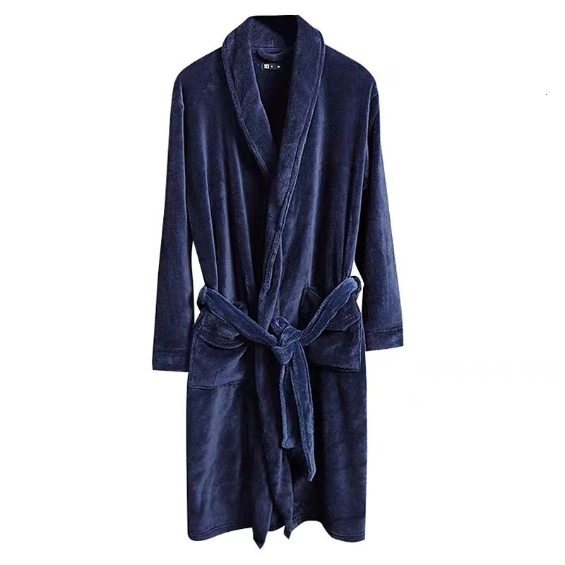 Designer's Autumn, Winter, Coral Flannel Men's Bathrobe, Velvet Home Clothes, Pajamas, Long And Thick Nightgown