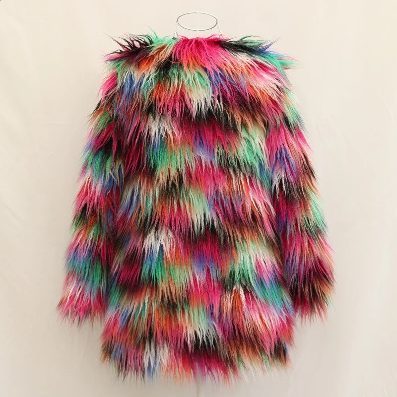 Womens sheepskin medium length thick artificial beach fur coat 240923