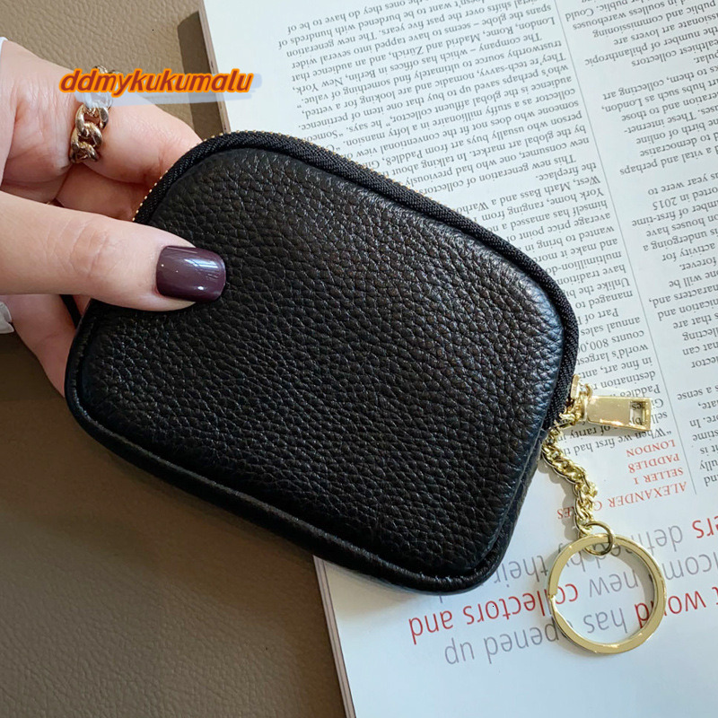 Head layer cowhide universal mini change women's keyring coin bag, genuine leather zipper small wallet #13 ddmykukumalu
