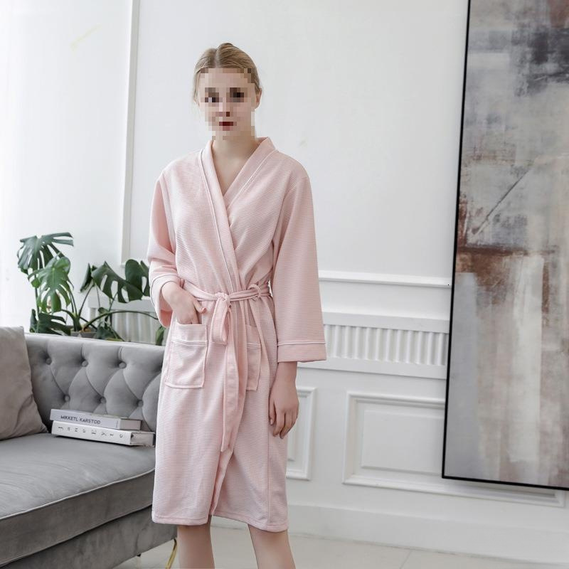 Designer's Spring And Summer New Waffle Style Bathrobe For Men In Large Size With Decorative Temperament, Women's Couple Pajamas, Home Wear,