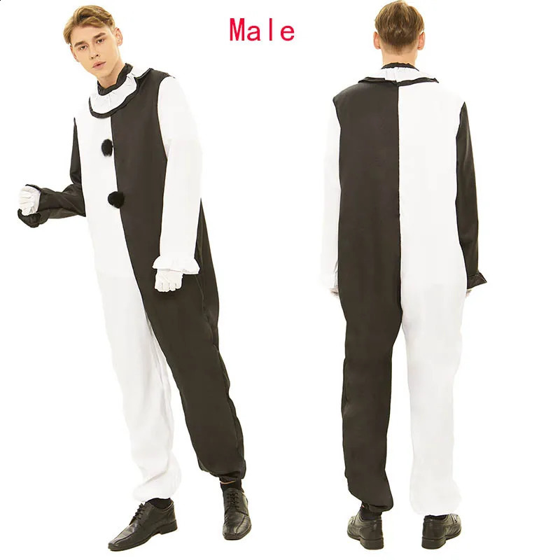 Terrifier cosplay costume for femalemale horror carnival party skin tightening black and white killer clown Halloween jumpsuit 241007