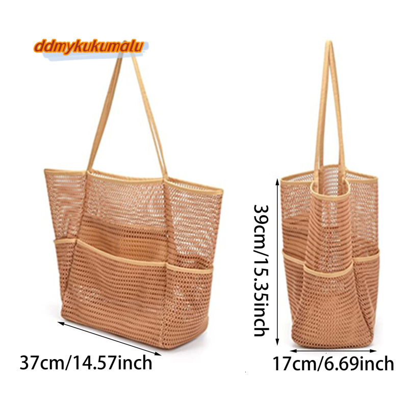 New Women Swimming Beach Mesh Ladies Shoulder Large-capacity Travel Portable Storage Bag Stylish Multifunction Handbag H6.27#19 ddmykukumalu ddmykukum