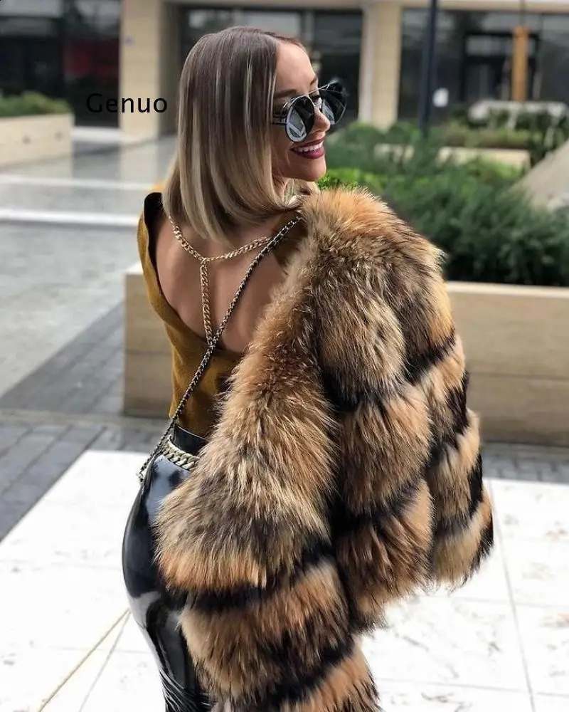 Fur Coat Winter Faux Fur crop Jacket Furry Crop Elegant Thick Warm Outerwear Fur Jacket Chaquetas Mujer 4XL 240930