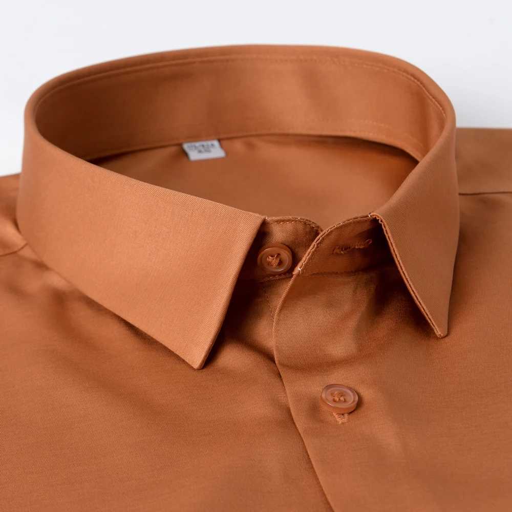 Silk Touch mens classic long sleeved less dress no pocket standard suitable for formal business office casual shirts X2410071