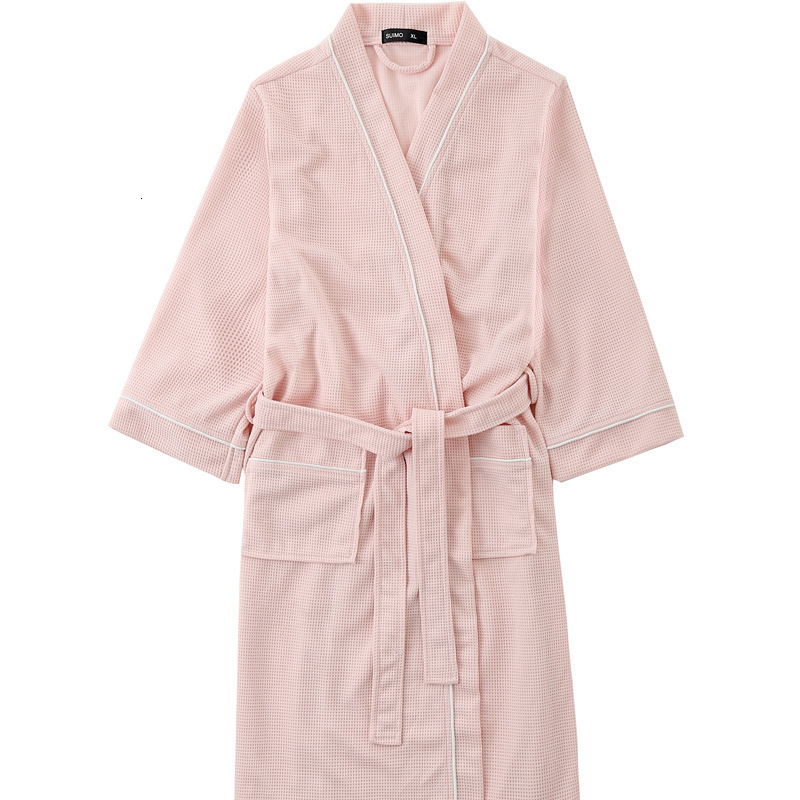 Designer's Spring And Summer New Waffle Style Bathrobe For Men In Large Size With Decorative Temperament, Women's Couple Pajamas, Home Wear,