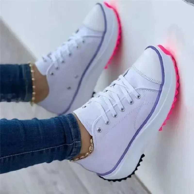 Womens shoes Classic white canvas sports shoes Fashion platform Womens shoes Casual shoes High quality lace upper tennis shoes 35-43 Y241007