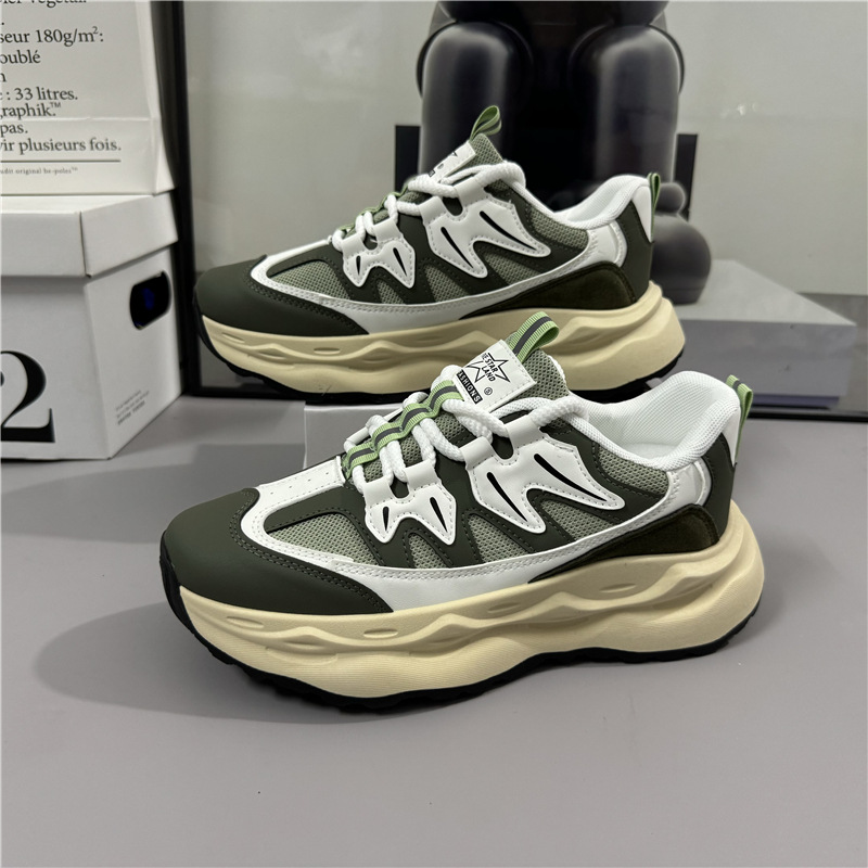 Men's 2024 new thick soled height increasing trend retro sports shoes