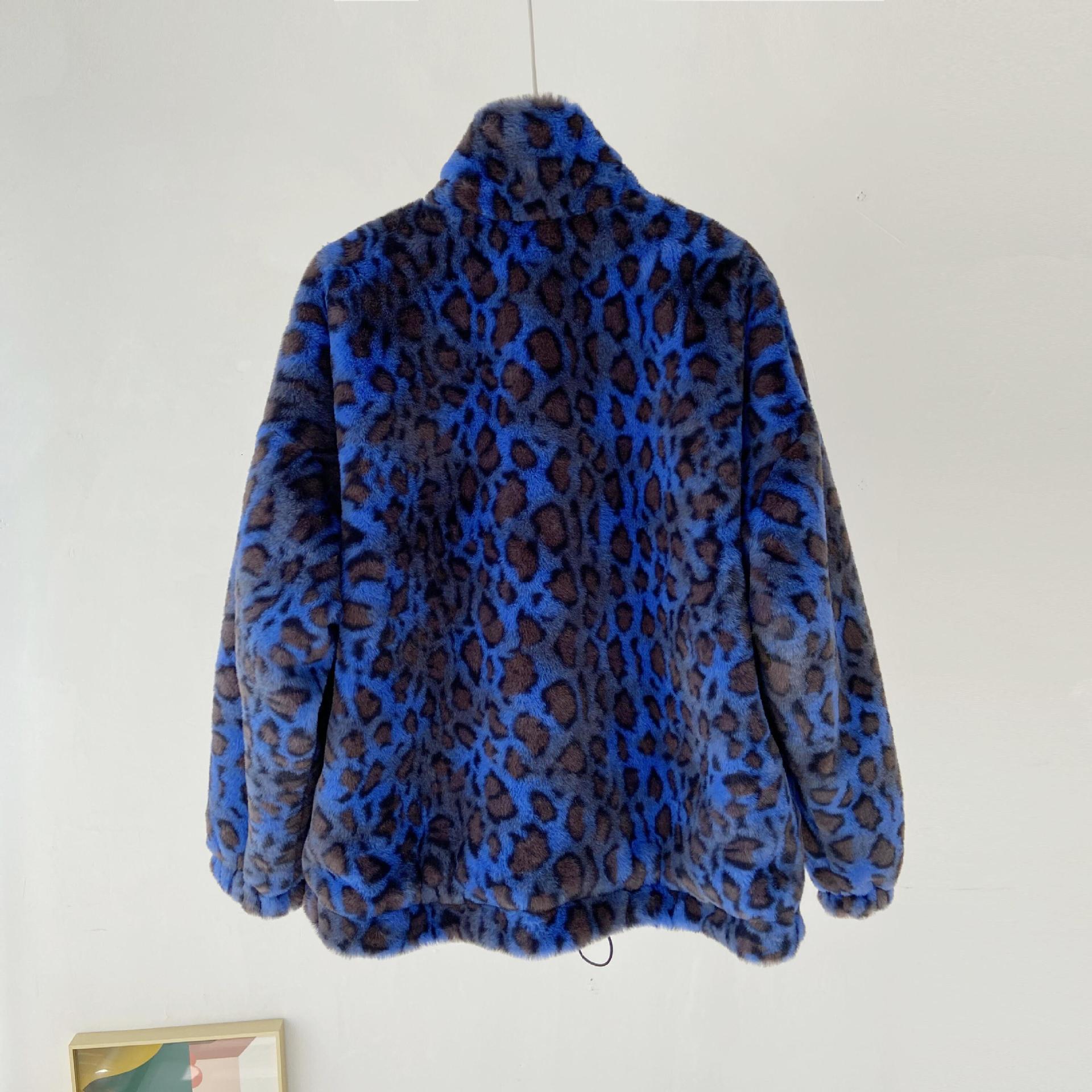 Pink Leopard Faux Fur Coat For WomenV Kawaii Winter JacketsV Fake Furry OvercoatV Zipper Fluffy JacketV Plush Cozy CoatV 2024
