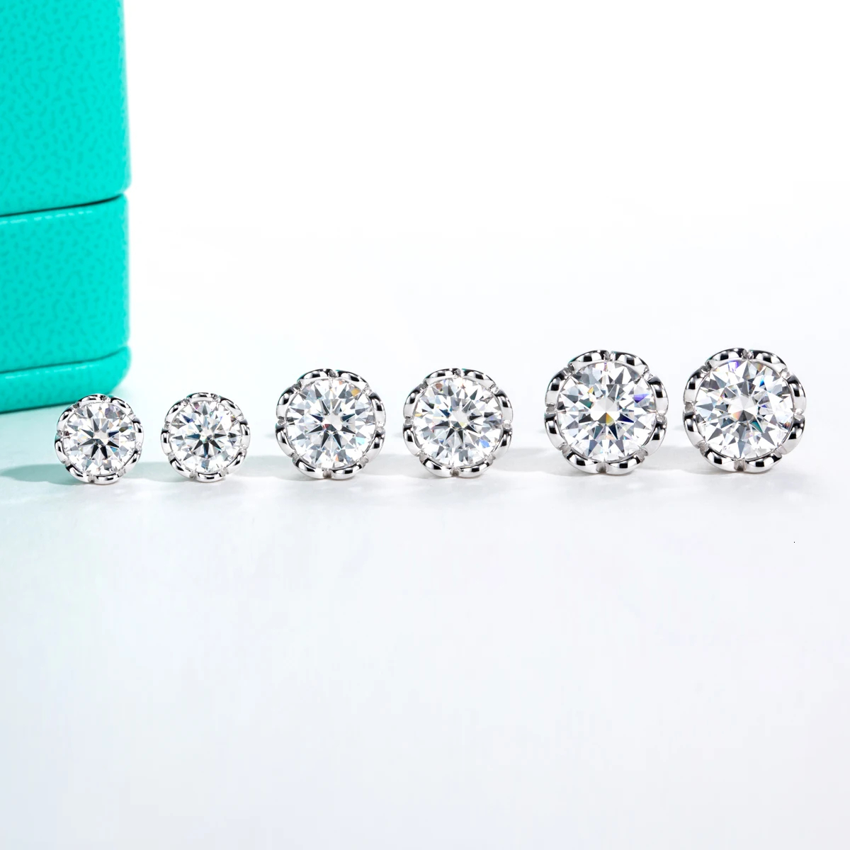 14K D Color VVS1 Stud Earrings 2-6CT Sterg Sier Classic Moissanite Jewelry